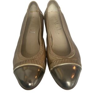 AGL  Gold Metallic Cap Toe Ruffle Detail Kitten heels, Holiday, Party, New Years